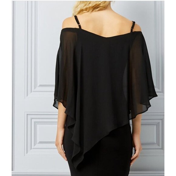 Le Chateau Women Chiffon Off-the-Shoulder Cape Dress XXL - Picture 6 of 9